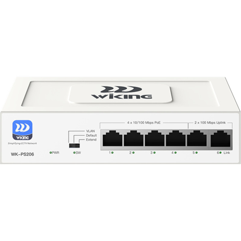 WK-PS206  PoE Komutators 4FEPoE+2FEUplinkPoE 45W