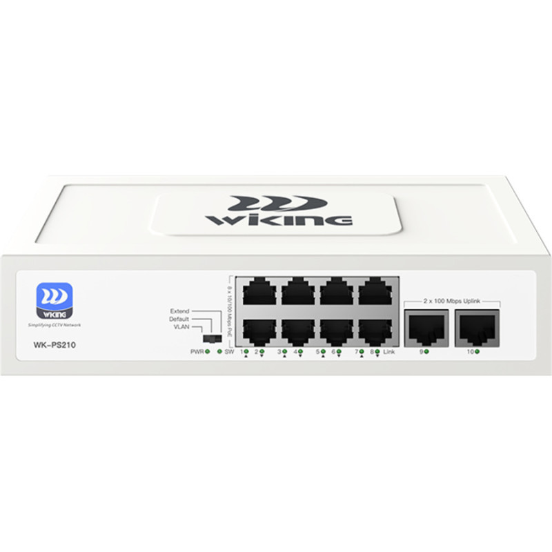 WK-PS210  PoE Komutators 8FEPoE+2FEUplinkPoE 76W