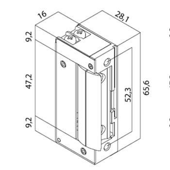 50.1.00.B. simetrisks elektromagnētiskais sprūds 16mm 150kg 12v AC/DC