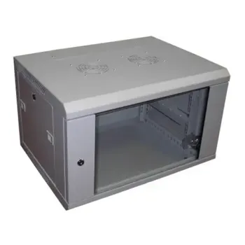 6U 19"  skapis stikla durvis pelēks 600x450x368mm