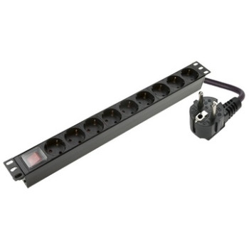 1U 19" rozešu bloks PDU 9-vietīgs 1U 19" rozešu bloks PDU 9-vietīgs