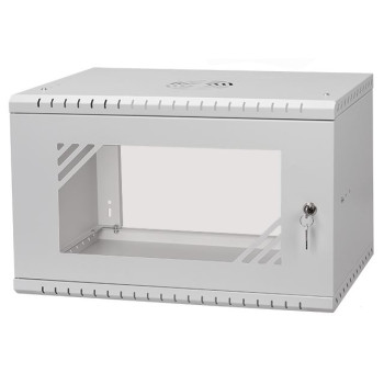 STALFLEX 19" 9U skapis, stikla durvis 450 mm, pelēks