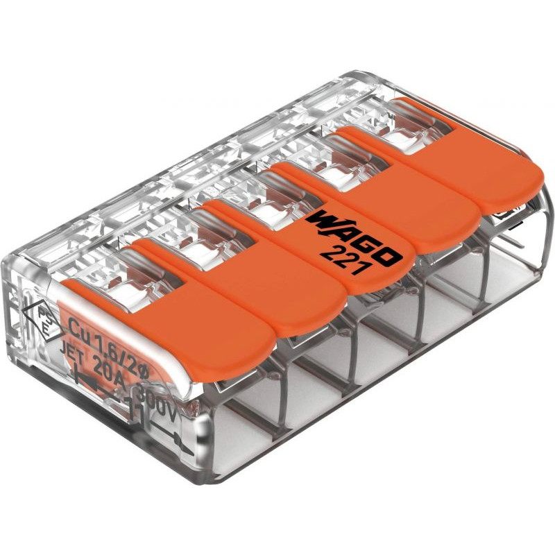WAGO 5 vadu 32A, 0.2-4mm 221-415, klemme WAGO 5 vadu 32A, 0.2-4mm 221-415, klemme